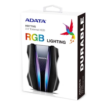 ADATA HD770G RGB 2,5 COL USB 3.1 KÜLSŐ MEREVLEMEZ 1TB FEKETE