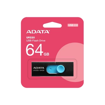 ADATA USB 2.0 PENDRIVE UV220 64GB FEKETE/KÉK