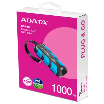 ADATA SC740 USB-C 3.2 KÜLSŐ SSD MEGHAJTÓ 1000GB KÉK (1050/1000 MB/s)