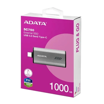 ADATA SC750 USB-C 3.2 GEN 2 KÜLSŐ SSD MEGHAJTÓ 1000GB (1050/1000 MB/s)