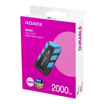 ADATA SD820 USB 3.2 GEN 2x2 KÜLSŐ SSD MEGHAJTÓ 2TB KÉK (2000/2000 MB/s)