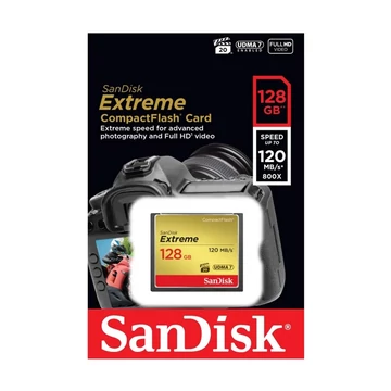 SANDISK COMPACT FLASH EXTREME UDMA7 MEMÓRIAKÁRTYA 120MB/s OLVASÁSI SEBESSÉG 128GB