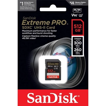 SANDISK EXTREME PRO SDXC 512GB CLASS 10 V90 UHS-II U3 300/260 MB/s
