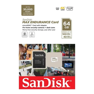 SANDISK MAX ENDURANCE MICRO SDHC 32GB + ADAPTER CLASS 10 UHS-I A1 100/40 MB/s