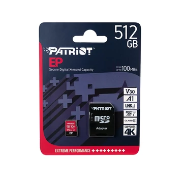 PATRIOT EP MICRO SDXC 512GB + ADAPTER CLASS 10 UHS-I U3 A1 V30 100/80 MB/s