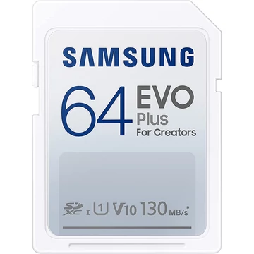 SAMSUNG EVO PLUS (2021) SDXC 64GB CLASS 10 UHS-I U1 V10 130 MB/s OLVASÁSI SEBESSÉG
