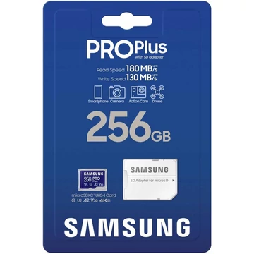 SAMSUNG PRO PLUS (2023) MICRO SDXC 256GB + ADAPTER CLASS 10 UHS-I U3 A2 V30 180/130 MB/s
