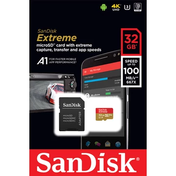 SANDISK EXTREME MOBILE MICRO SDHC 32GB + ADAPTER CLASS 10 UHS-I U3 A1 V30 100/60 MB/s