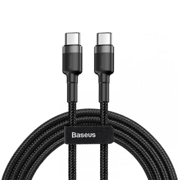 BASEUS CATKLF-IG1 CAFULE USB-C/USB-C GYORS TÖLTŐ ÉS ADATKÁBEL PD 2.0 QC 3.0 3A 60W 1m FEKETE