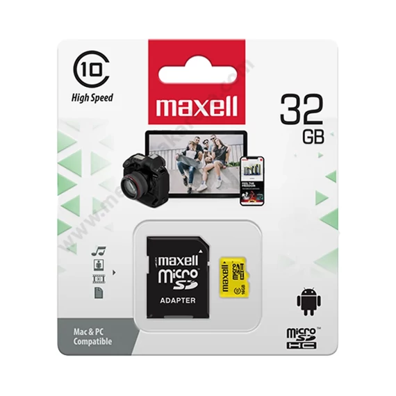 Maxell YELLOW 32GB Micro SDHC + adapter Class 10 (80 MB/s)