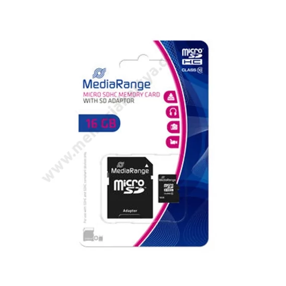 MEDIARANGE MICRO SDHC UHS-I CL10 MEMÓRIAKÁRTYA 16GB + ADAPTER 