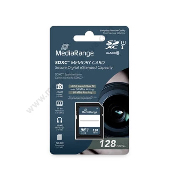 MEDIARANGE SDXC CL10 MEMÓRIAKÁRTYA 128GB [80MB/S]
