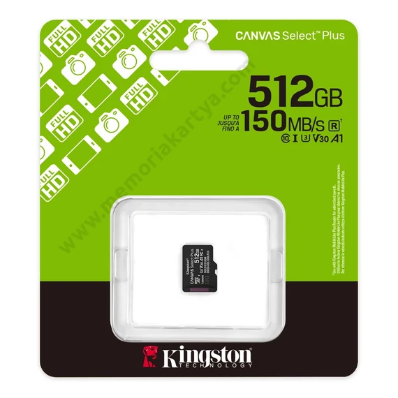 KINGSTON CANVAS SELECT PLUS MICRO SDXC 512GB CL 10 UHS-I U1 A1 V10 (150 MB/S)