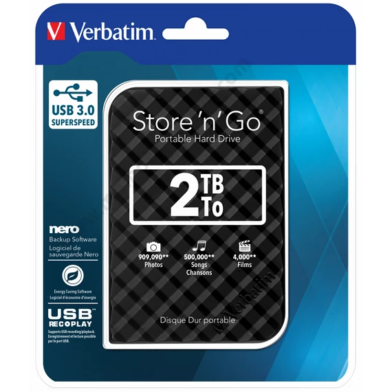 VERBATIM USB 3.0 HDD 2,5 STORE N GO G2 2TB FEKETE