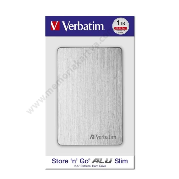 VERBATIM STORE N GO ALU SLIM 2,5 COL USB 3.2 KÜLSŐ MEREVLEMEZ 1TB EZÜST