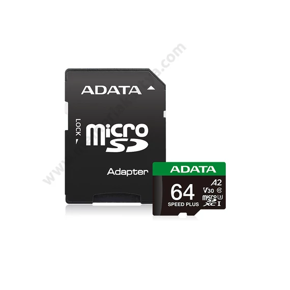ADATA SPEED PLUS MICRO SDXC 64GB + ADAPTER CLASS 10 UHS-I U3 A2 V30 160/140 MB/s