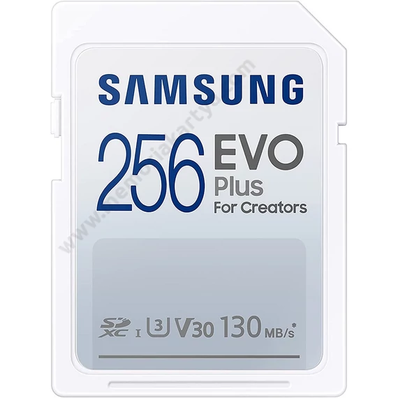 SAMSUNG EVO PLUS (2021) SDXC 256GB CLASS 10 UHS-I U3 V30 130 MB/s OLVASÁSI SEBESSÉG